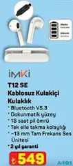IMİKİ T12 SE KABLOSUZ KULAK İÇİ KULAKLIK